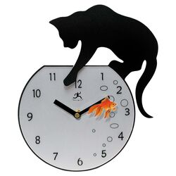 Fisher Cat Clock in Black & White