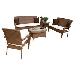 Grenada Patio 5 Piece Seating Group Set in Brown