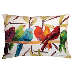 Flocked Together Birds Pillow in White II
