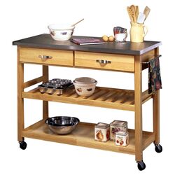 Stainless Steel Top Kitchen Cart in Natural