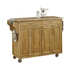 Deluxe Natural Wood Top Kitchen Cart in Natural