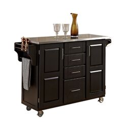 Carly Wood Top Kitchen Cart in Chestnut