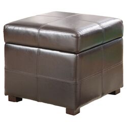 Leatherette Cube Ottoman in Chocolate