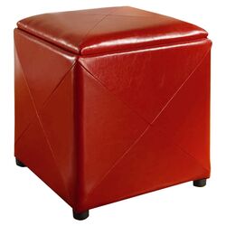 Milano Leatherette Ottoman in Red