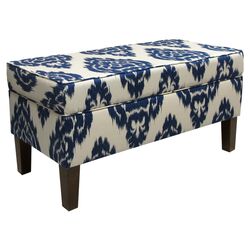 Tory Diamonds Upholstered Storage Bench in Blue