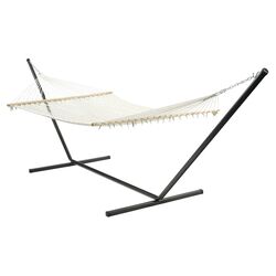 Fabric Hammock and Stand in Blue and White II