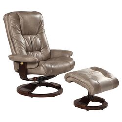 Bonded Leather Recliner & Ottoman in Gray