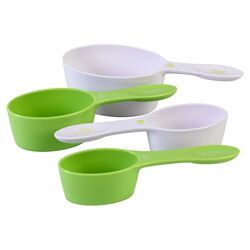 Magnetic 4 Piece Measuring Cup Set in Green & White