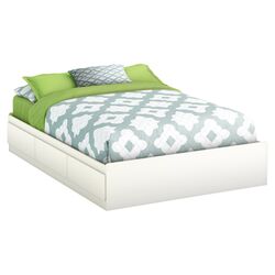 Summer Breeze Storage Platform Bed in White Wash