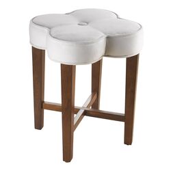 Clover Vanity Stool in Distressed Cherry & White