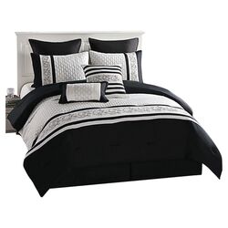 Montero 8 Piece Comforter Set in Black & White