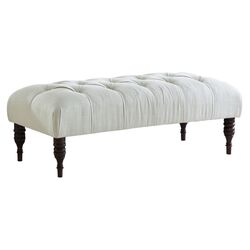Linen Tufted Bench in Talc