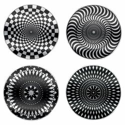 4 Piece Moire Coaster Set in Black & White