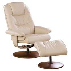 Urban Leather Recliner & Ottoman in Taupe