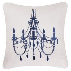 Embroidery Chandelier Pillow in White & Blue