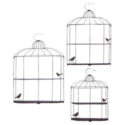3 Piece Bird Cage Décor Shelf Set in Brown