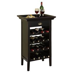 Rub Through 16 Bottle Wine Cabinet in Distressed Black