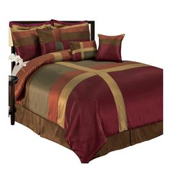 Iman 8 Piece Comforter Set in Red & Gold