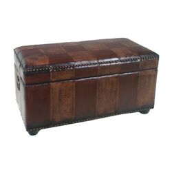 Upholstered Storage Ottoman in Antique Brown