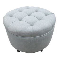 Tufted Round Ottoman in Light Blue