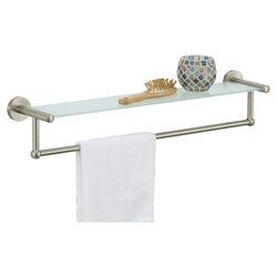 Glass Shelf Towel Bar in Satin Nickel