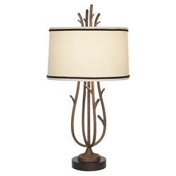 Rustic Twig Cage Table Lamp in Rust