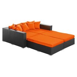 Palisades 4 Piece Daybed Set in Espresso with Orange Cushions