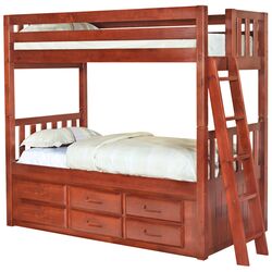 Convertible Twin over Twin Bunk Bed in Merlot
