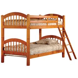 Arched Twin Over Twin Bunk Bed in Honey Oak