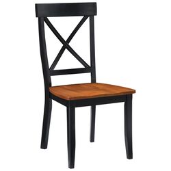 Crossback Side Chair in Black & Oak (Set of 2)