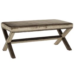 Melanie Velvet Upholstered Bench in Grey