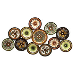 Colorful Flowers Wall Décor in Antique Brown