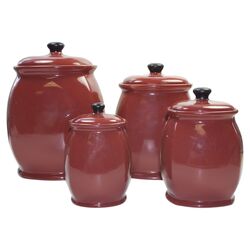 4 Piece Hearthstone Canister Set in Red