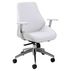 Mid Back Isobella Office Chair in Ivory with Arms