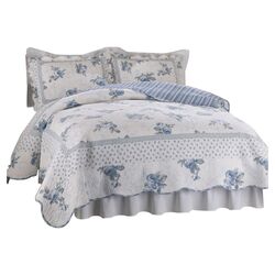 Rose Blossom Queen Quilt in Blue