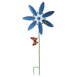 Flower Windmill Garden Stake in Blue