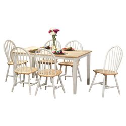 Windsor 7 Piece Dining Set in White & Natural