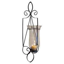 Tuscan Iron & Glass Sconce in Black (Set of 2)
