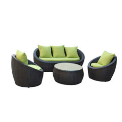 4 Piece Deep Seating with Green Cushions 4 Piece Deep Seating with Green Cushions