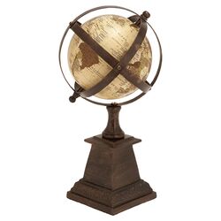 Metis Aluminum Globe Sculpture in Brown