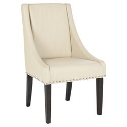 Martinique Nailhead Leather Parsons Chair in Cream (Set of 2)