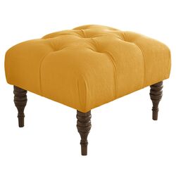 Sherkin Linen Tufted Ottoman in French Yellow