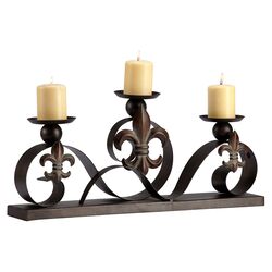 Fleur De Lis Candelabra in Bronze & Gold