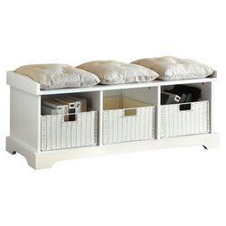 Upholstered Storage Bench in White