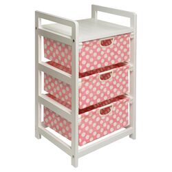 3 Drawer Storage Unit in White & Pink