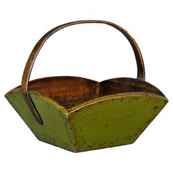 Wooden Square Fruit Basket in Green