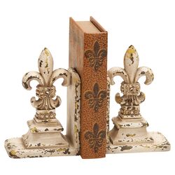 Polystone Fleur Di Lis Bookend in Ivory (Set of 2)