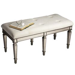 Masterpiece Mirrored Bench in Ivory