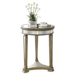 Sonja Mirrored End Table in Antique Silver