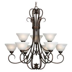 Aaron 9 Light Chandelier in Bronze